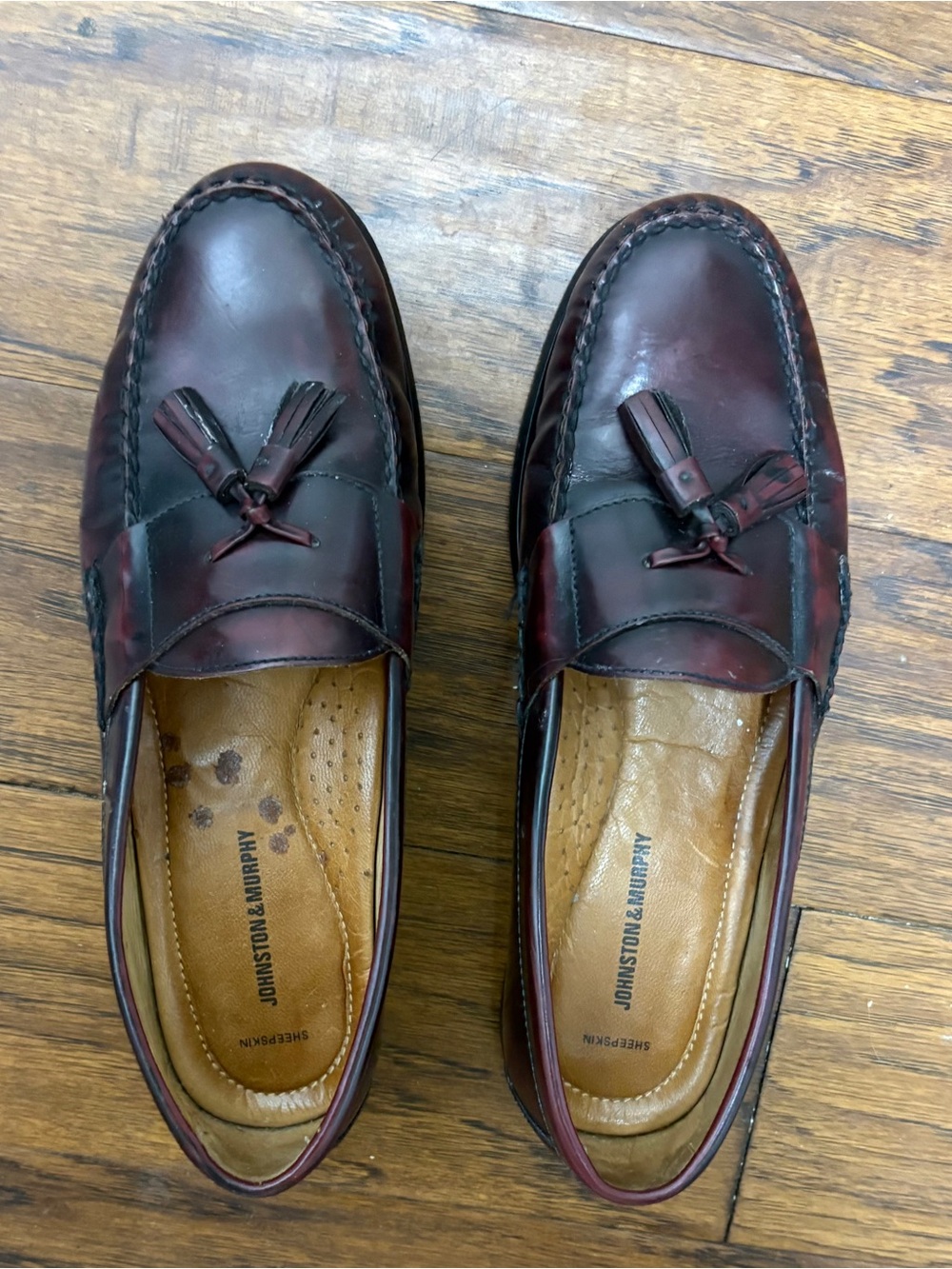 Johnston & Murphy Men's Burgundy Tassel Leather Loafers